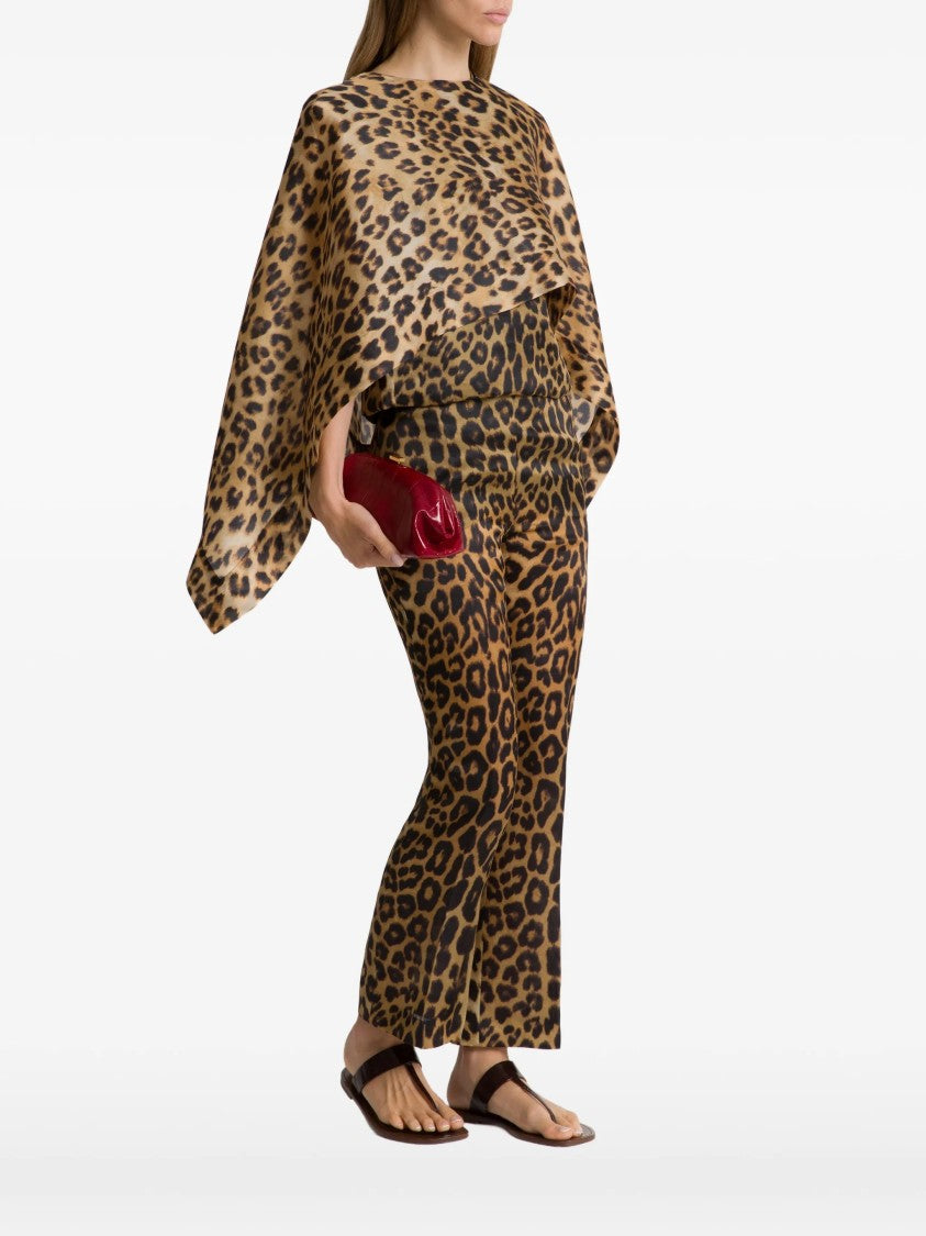 Alberta Ferretti Brown Leopard Print Silk Top