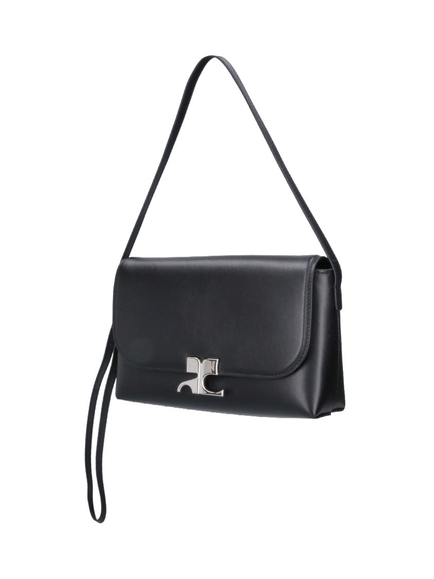 Courrèges Black Icotype Flap Shoulder Bag