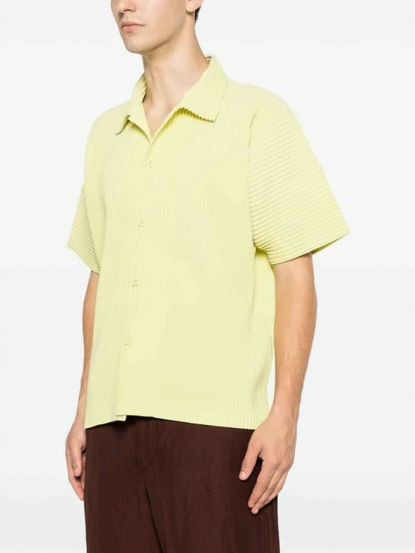 Homme Plissé Issey Miyake Distinctive Pleated Short-Sleeve Shirt With Classic Collar