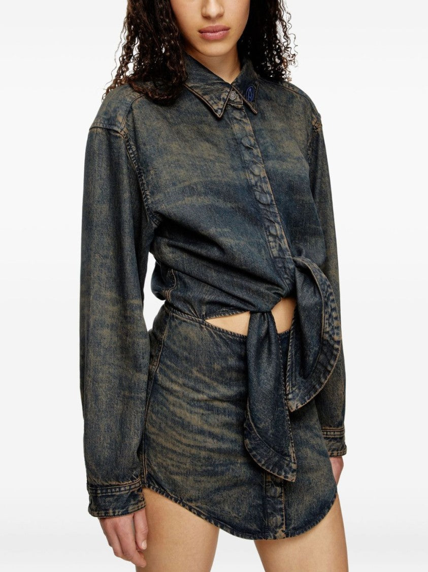 Diesel Denim-Inspired Mini Dress With Button-Down Front