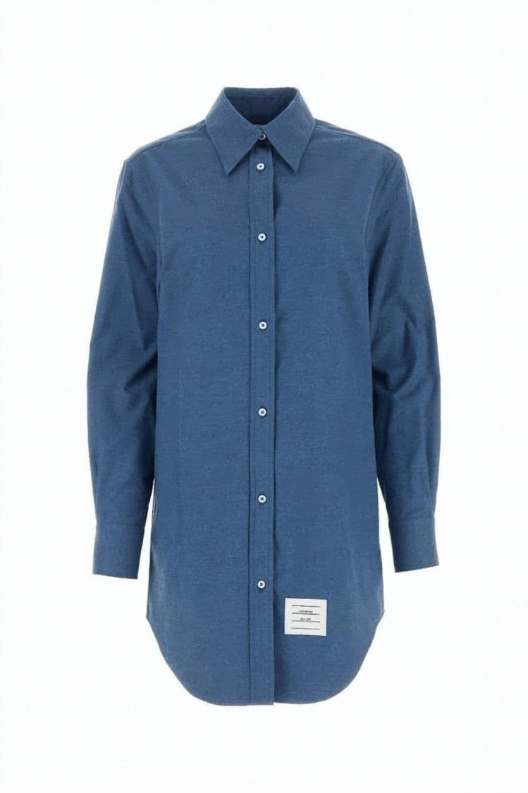 Thom Browne Long-Sleeved Cotton Shirt With Classic Collar