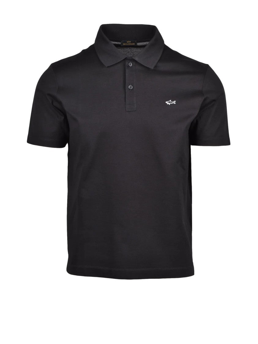 Paul & Shark Black Cotton Minimalist Polo Shirt
