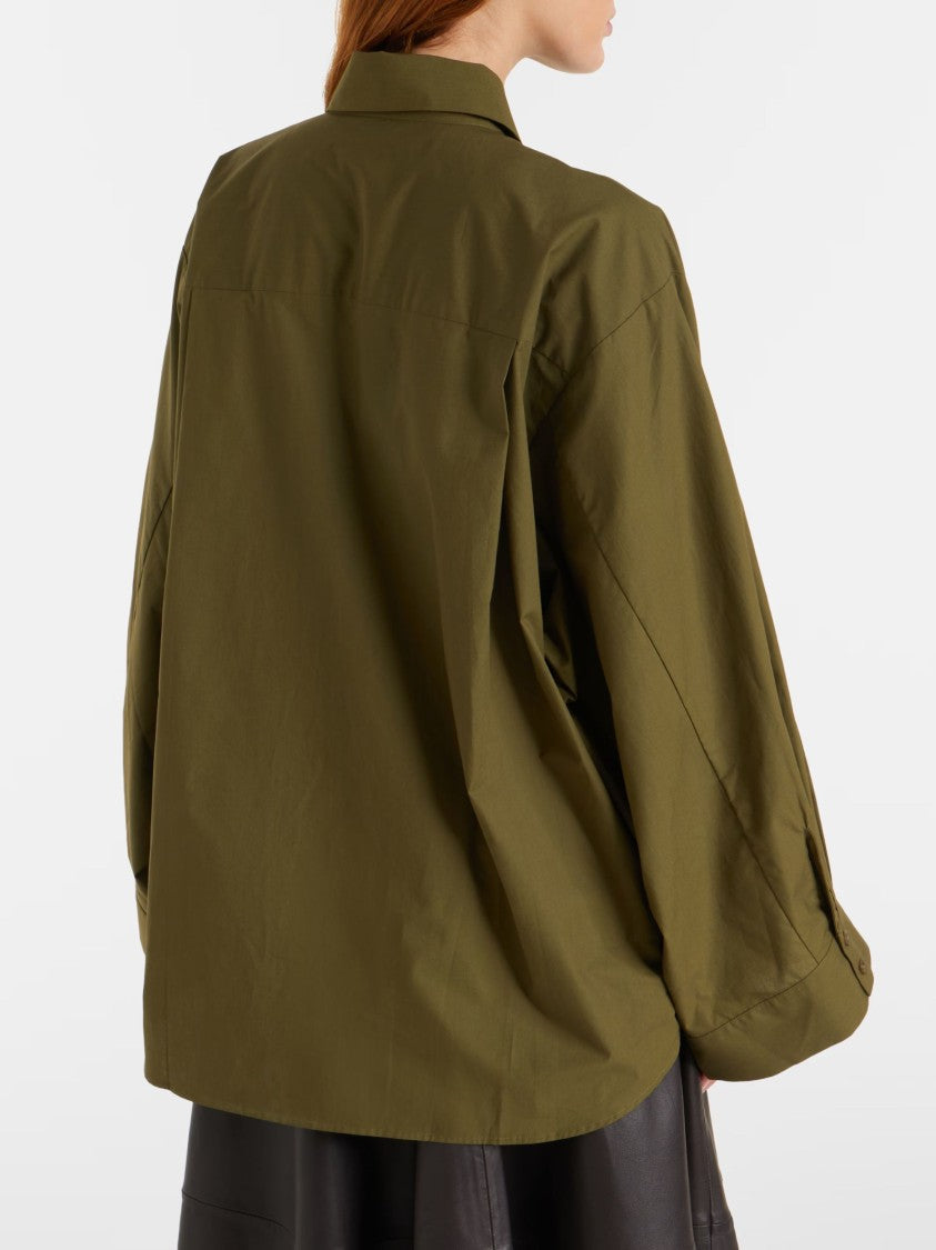 The Frankie Shop Military Green Curved Hem Casual Shirt
