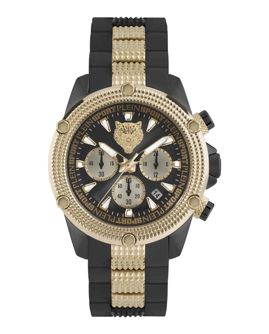 Plein Sport Chronograph Watch With Ip Yellow Gold Case And Black Dial