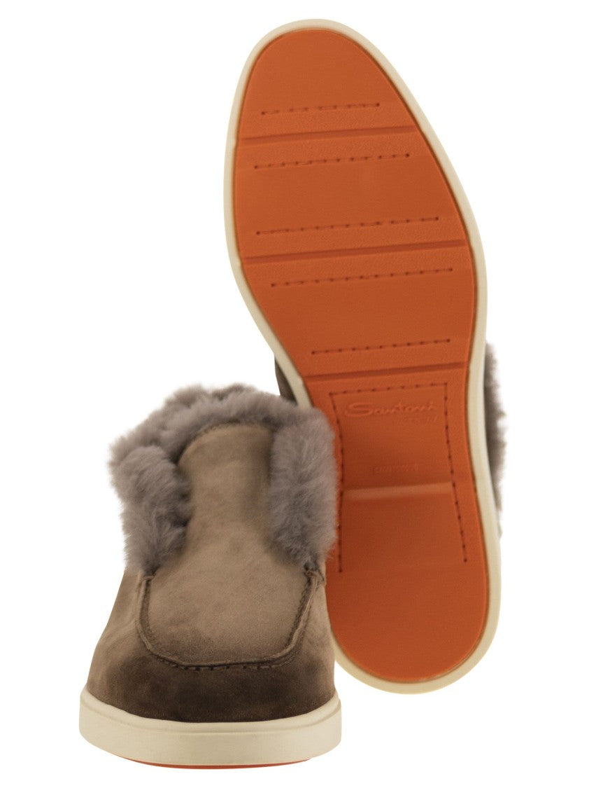 Santoni Suede And Fur Desert Boot