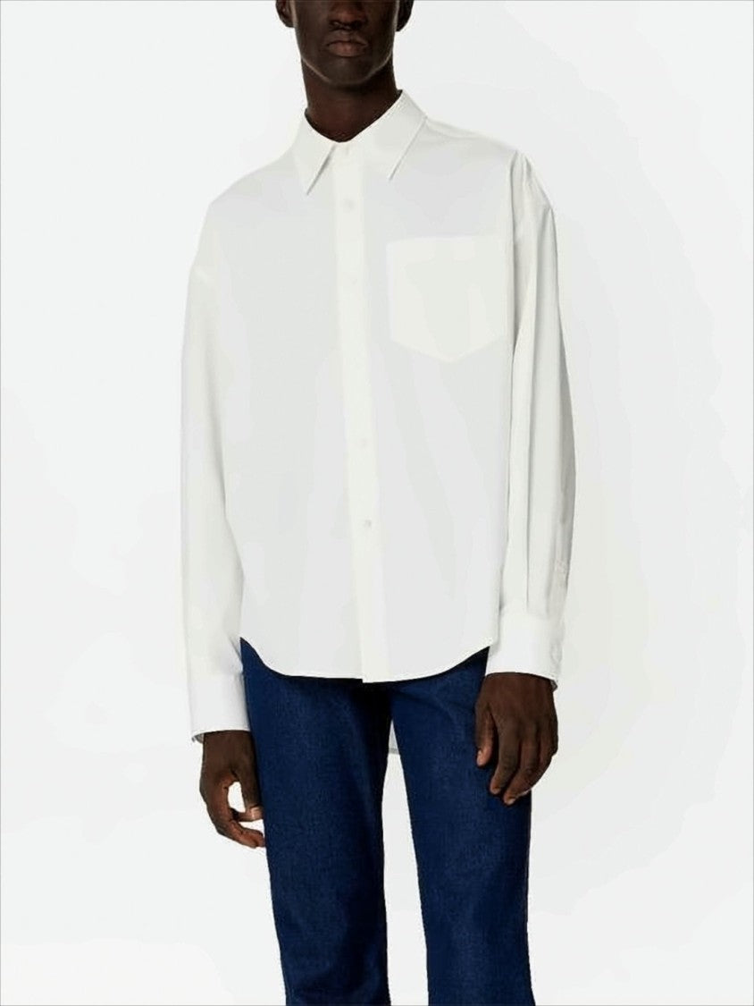 Ami Paris Relaxed-Fit White Cotton Shirt With Curved Hem
