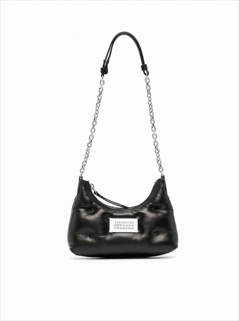 Maison Margiela Quilted Calf Leather Shoulder Bag With Silver Chain Strap