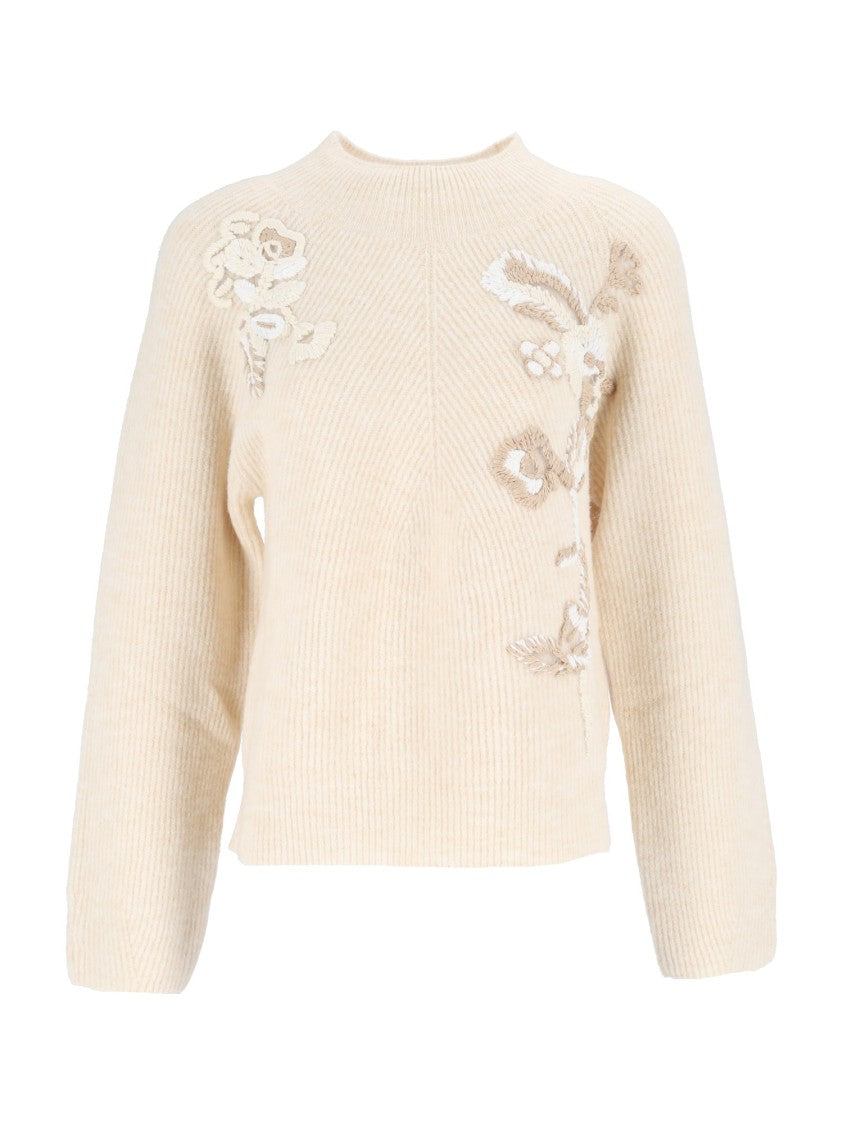 Ermanno Scervino Floral Embroidered Ribbed Knitted Sweater