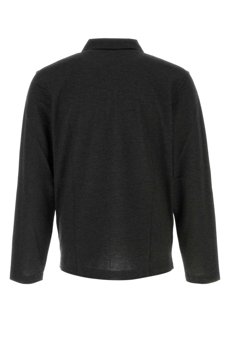 Salvatore Ferragamo Graphite Cotton Blend Polo Shirt