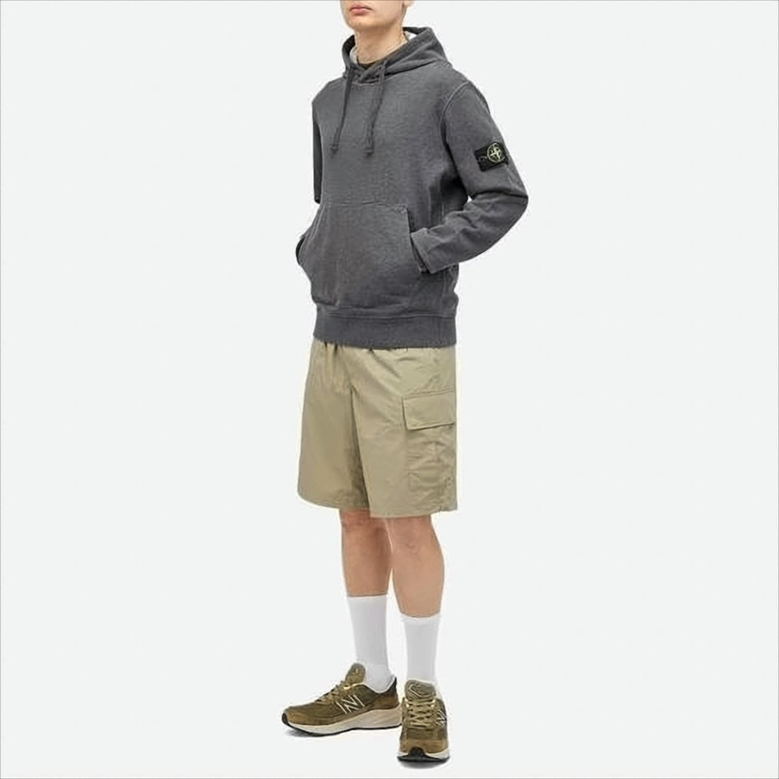 Stone Island Mid-Grey Cotton Hoodie With Signature Patch