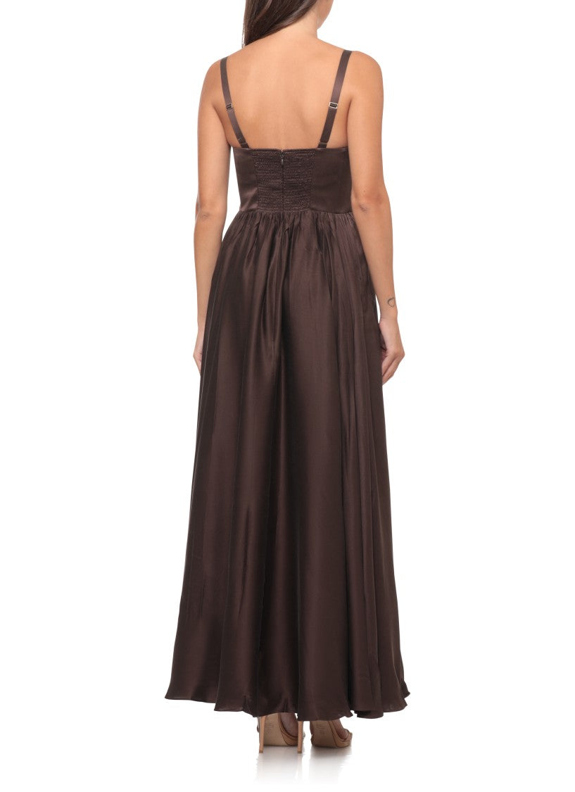 Zimmermann Brown Silk Bustier Dress With Flared Skirt And V-Neck