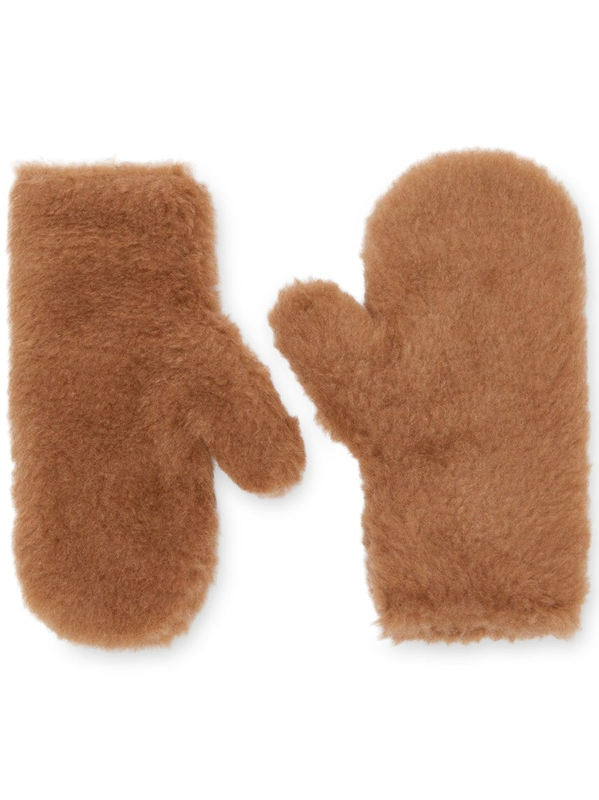 Max Mara Plush Camel-Silk Mittens With Gold-Tone Hardware