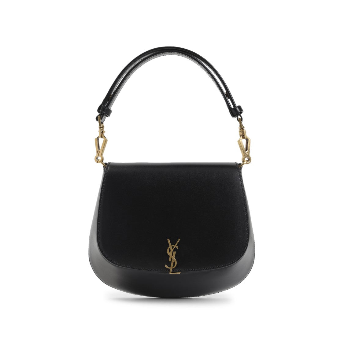 Saint Laurent Curved Black Leather Shoulder Bag