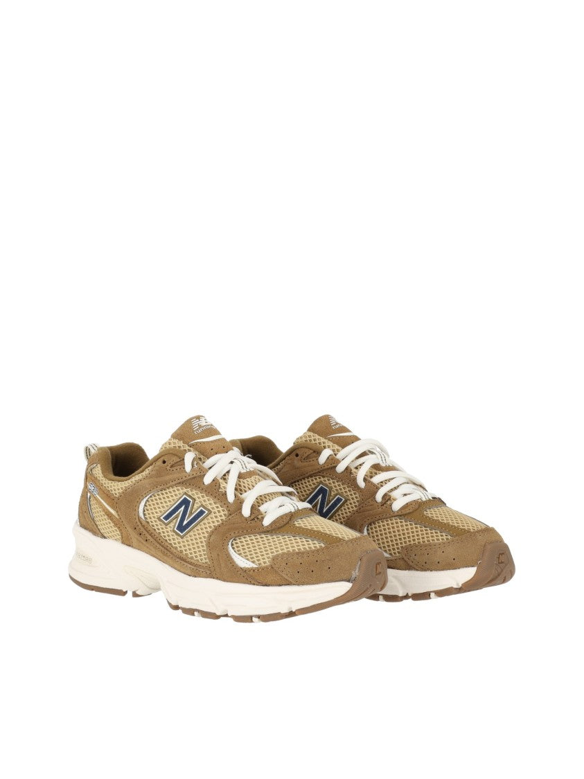 New Balance Bark/Navy Suede Mesh Low-Top Sneakers
