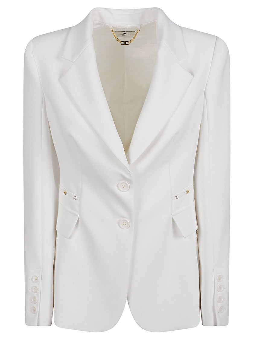 Elisabetta Franchi Structured Tailored Jacket With Deep V-Neckline And Notched Lapels