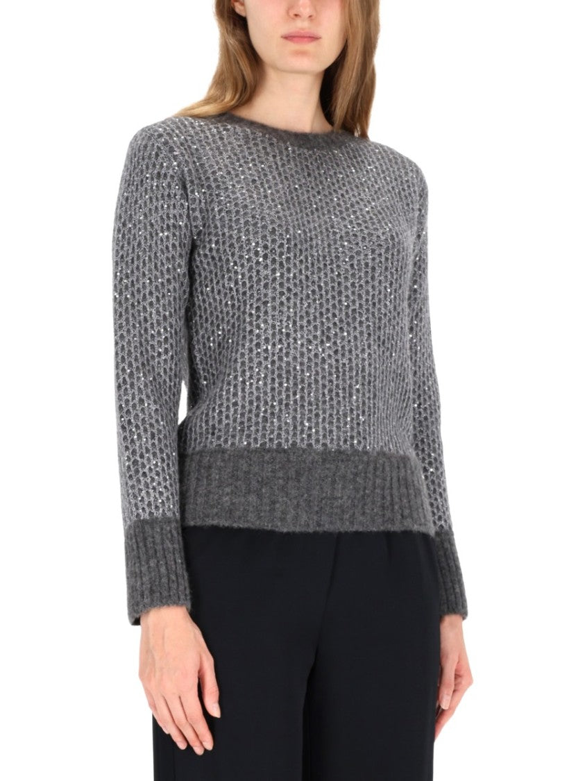 Herno Textured Knit Sweater With Round Neckline And Ribbed Finish