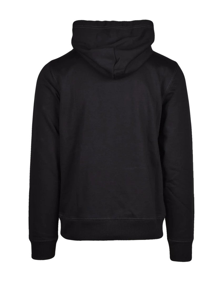 Diesel Black Graphic Hoodie With Kangaroo Pocket And Adjustable Drawstring