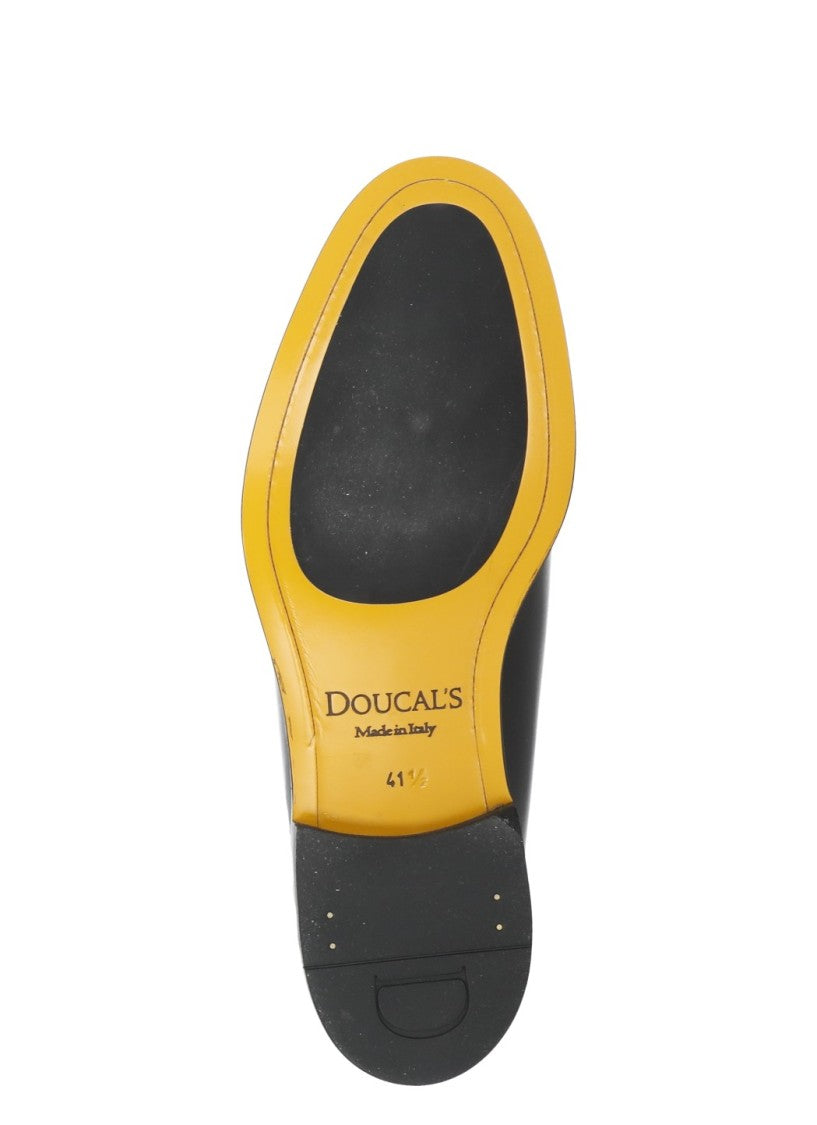 Doucal's Black Smooth Leather Mask Loafers