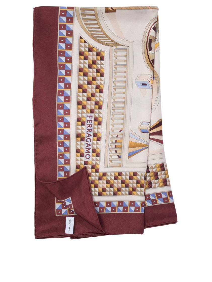 Ferragamo Silk Scarf With Geometric Pattern