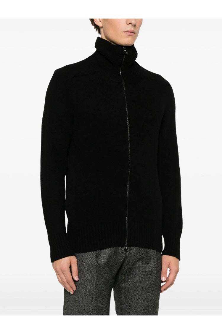 Tagliatore Black Wool-Blend Cardigan
