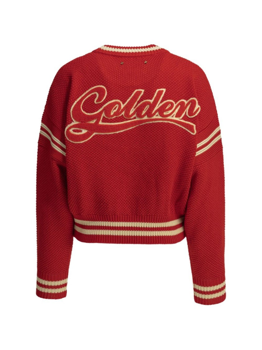 Golden Goose Textured Knit Striped Silk Nylon Cropped Sweater