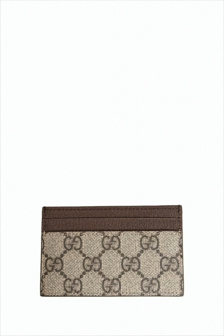 Gucci Interlocking Gg Pattern Canvas And Leather Card Wallet