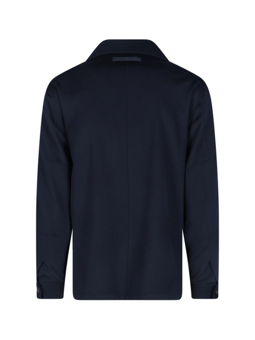 Zegna Navy Cashmere Shirt Jacket