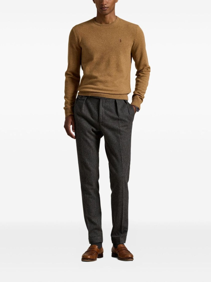 Polo Ralph Lauren Tailored Brown Sweater With Ribbed Cuffs And Sophisticated Logo