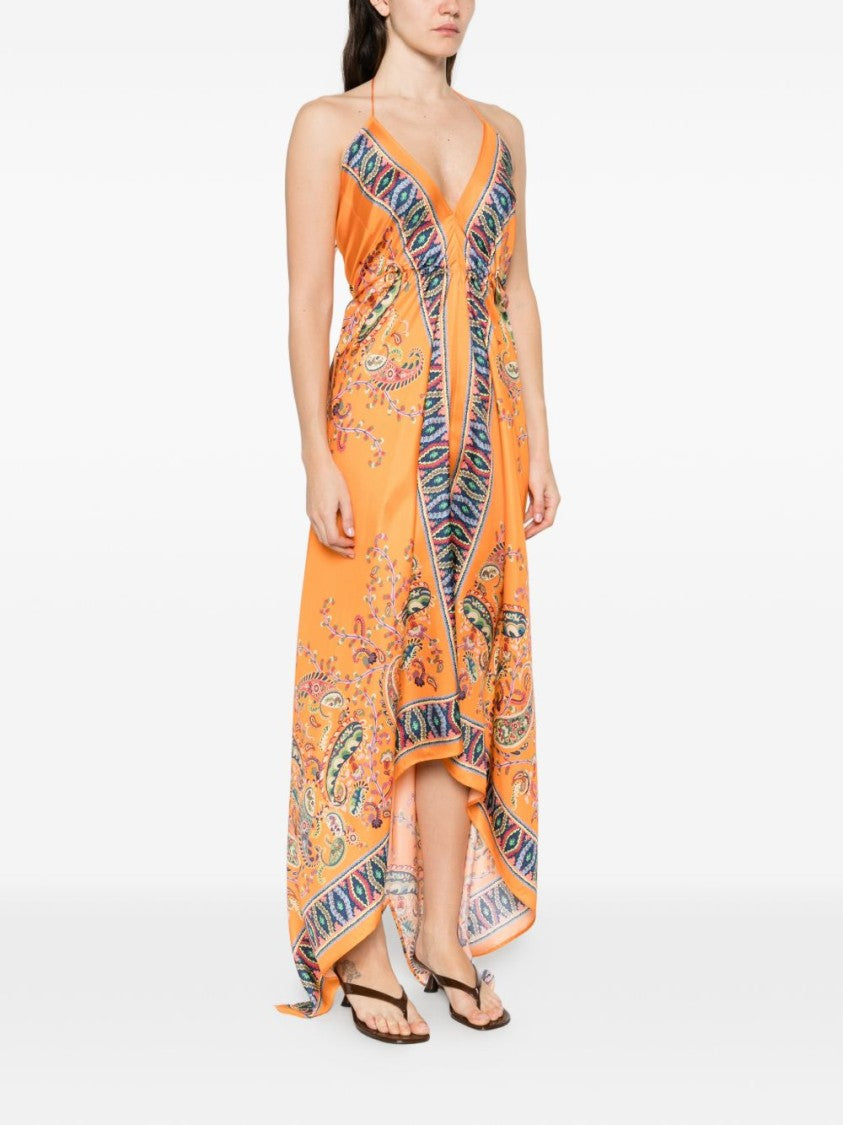 Etro Asymmetrical Handkerchief Hem Dress With Paisley Patterns
