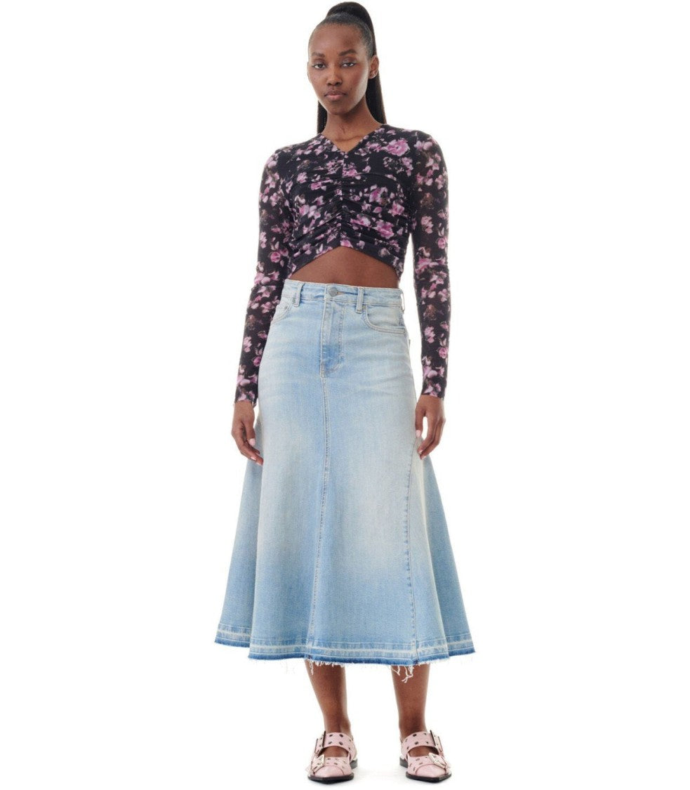 Ganni Light Blue Denim Skirt