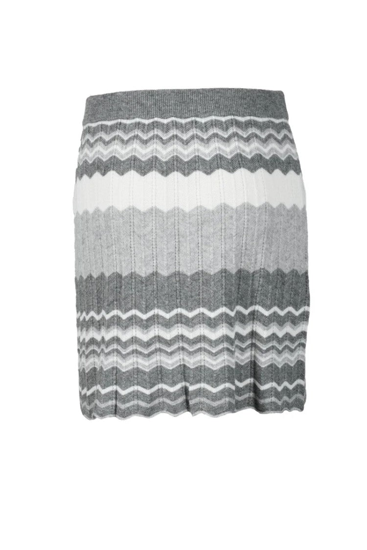 Rocco Ragni Knitted Mini Skirt With Horizontal Zigzag Stripes