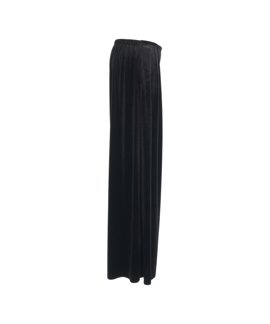 Norma Kamali Wide-Leg Velvet Trousers With Elastic Waistband