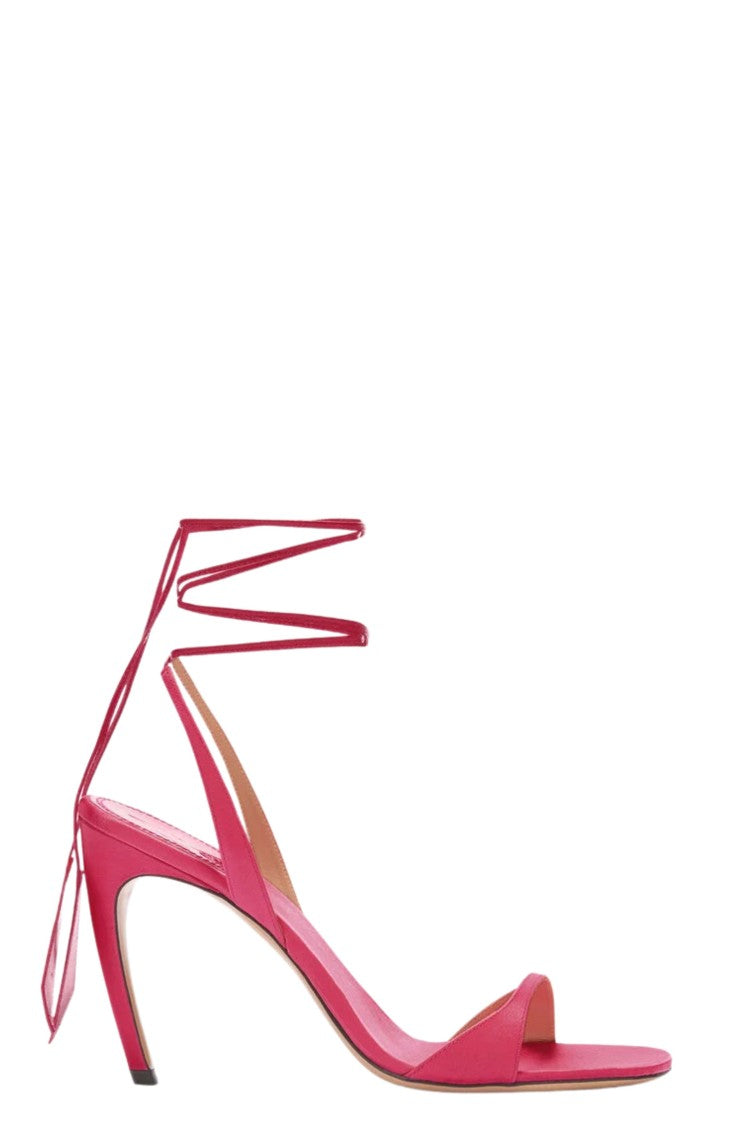 The Attico Warm Fuchsia Now Satin High Heel Leather Sandals