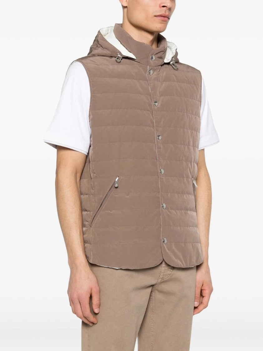 Brunello Cucinelli Sleeveless Padded High Collar Vest