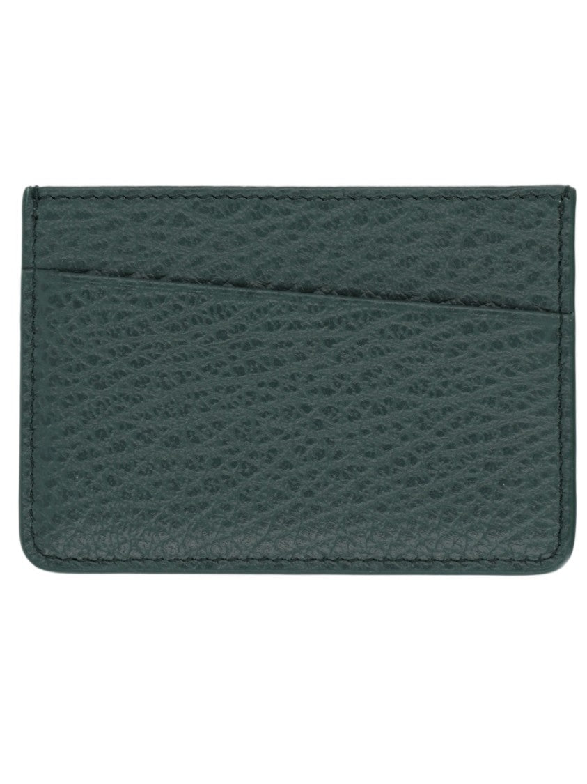 Maison Margiela Rectangular Textured Leather Wallet In Deep Green