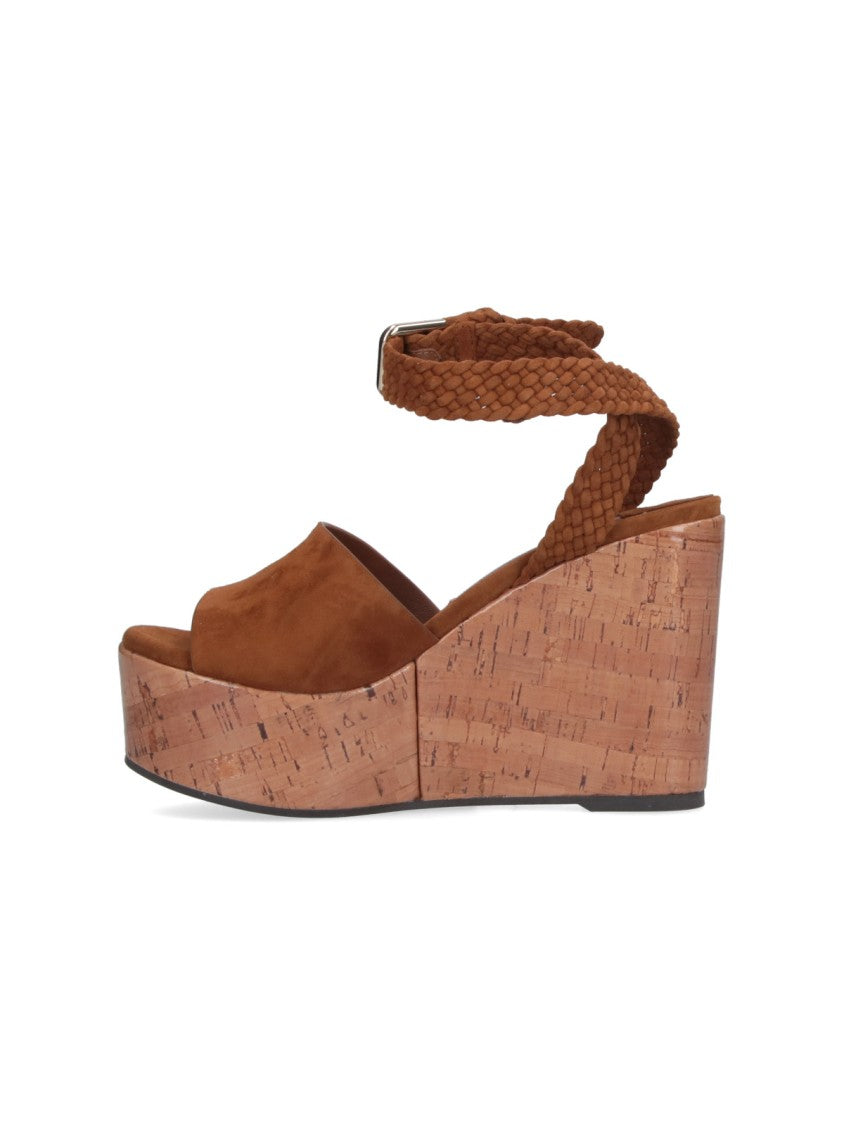 Jimmy Choo "Jori 100" Wedge Sandals – Brown