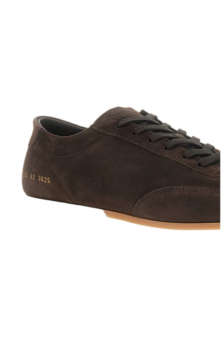 Common Projects Brown Gold-Tone Serial Number Driving Suede Low-Top Sneakers