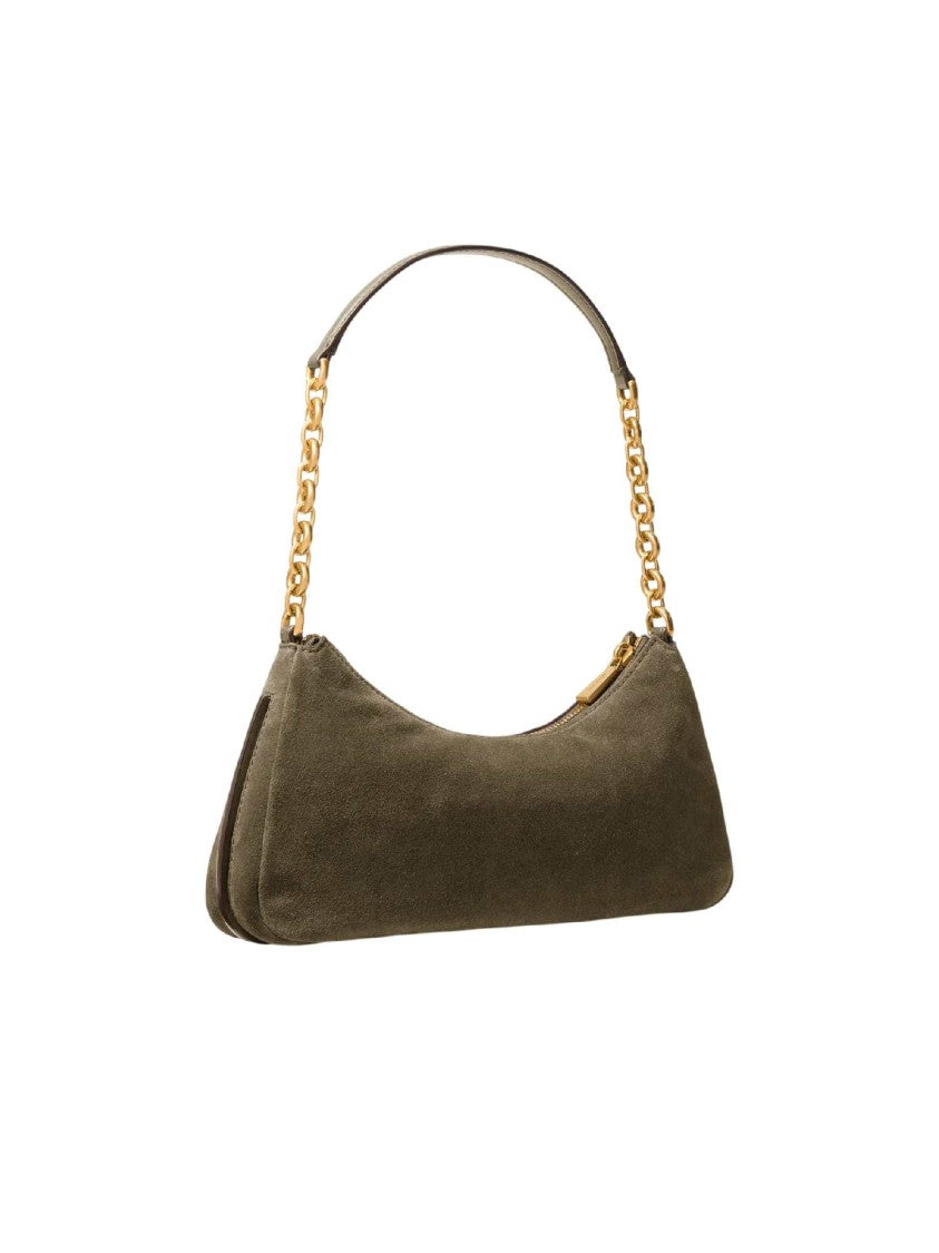 Michael Kors Gold-Tone Chain Woven-Leather Medium Pochette