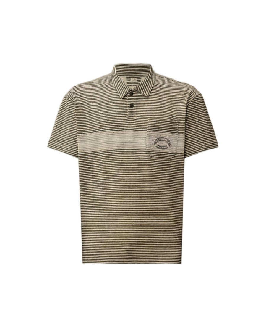 C.P. Company Striped Polo Shirt With Classic Collar And Subtle Logo Patch