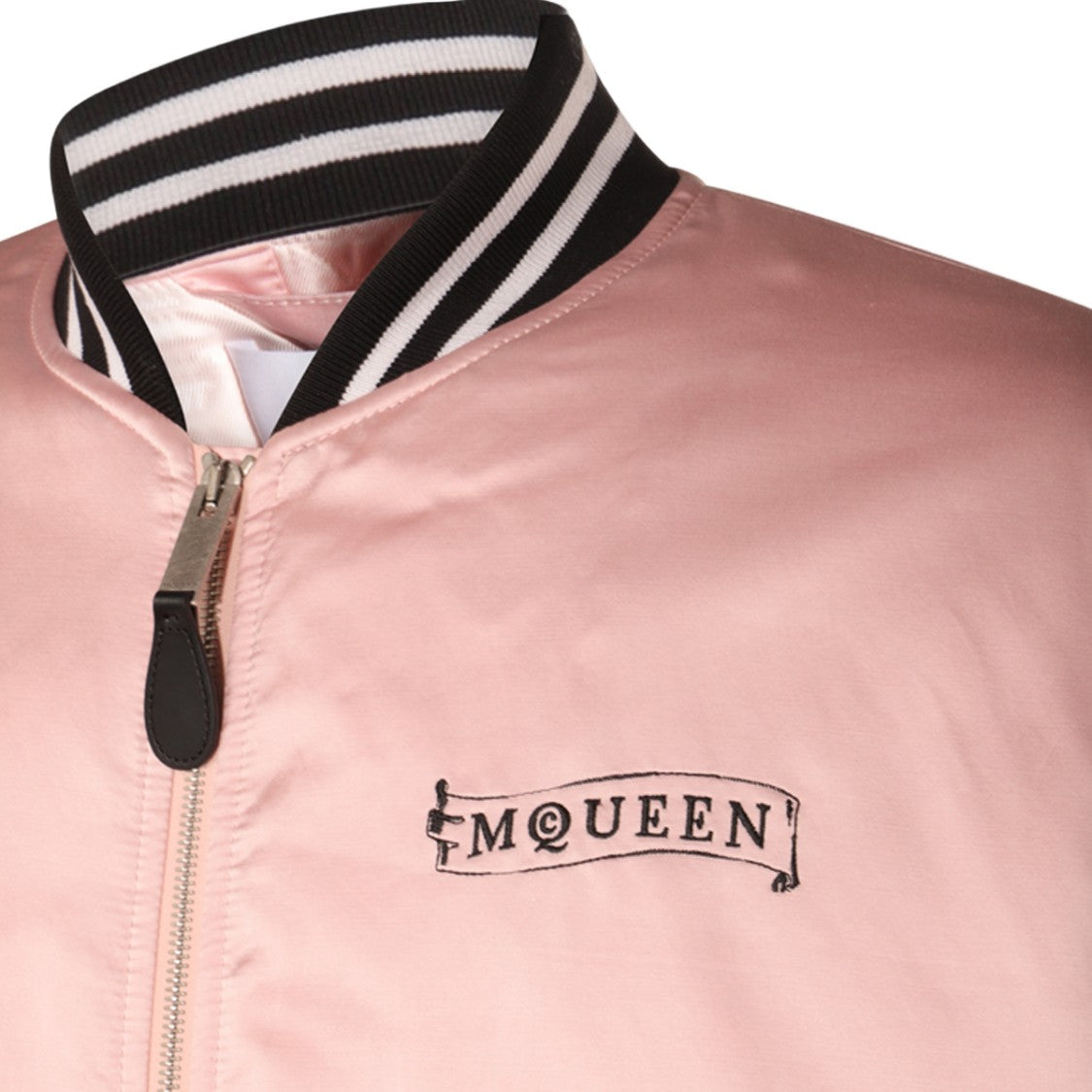 Alexander Mcqueen Satin Pink Jacket With Graphic Embroidery