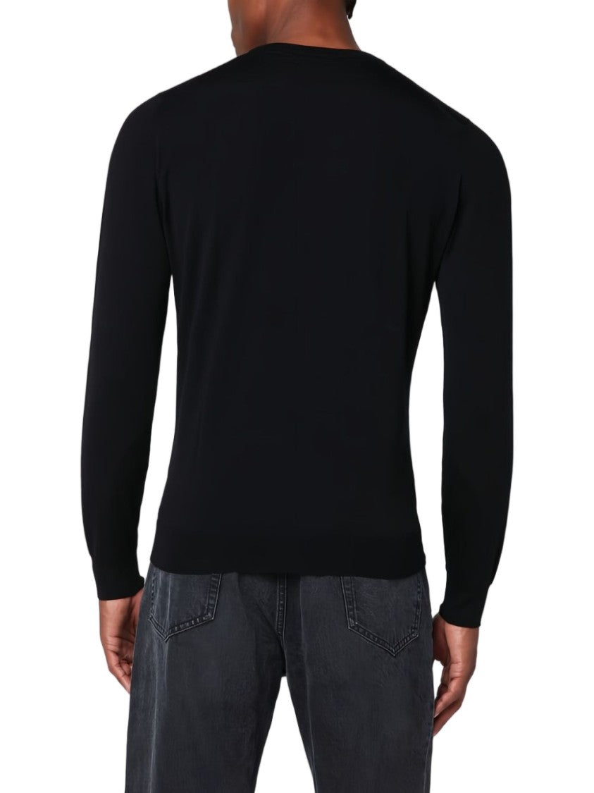 Drumohr Long-Sleeved Black Crew Neck Sweater