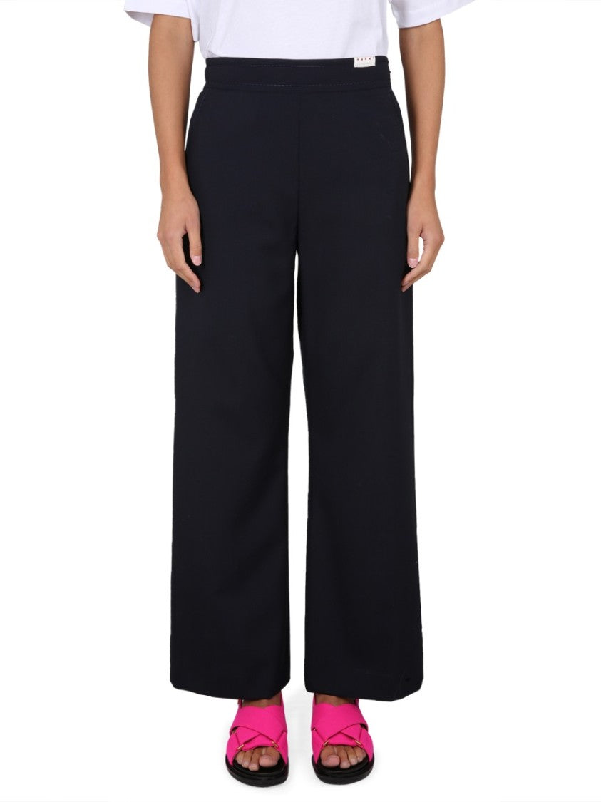 Marni High-Waisted Flare Pants With Side Zipper Closure
