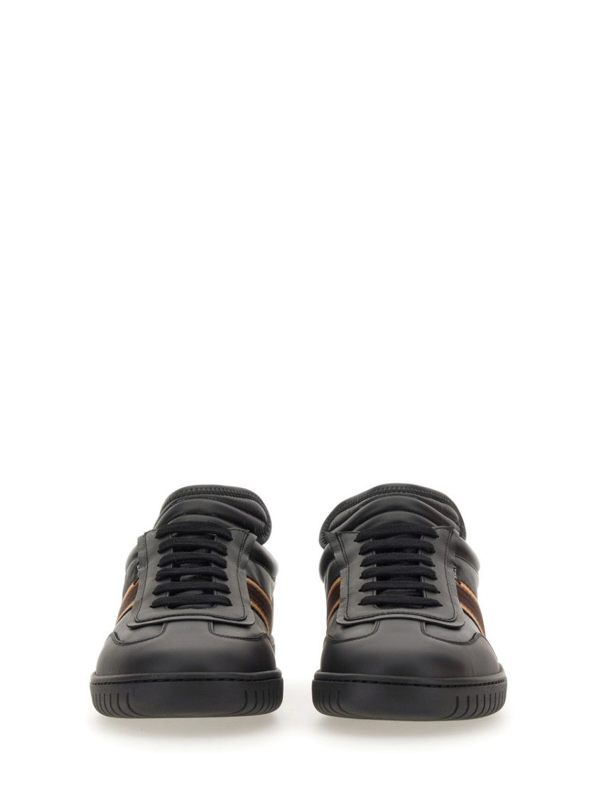 Bally Black Leather Sneakers With Contrasting Stripes