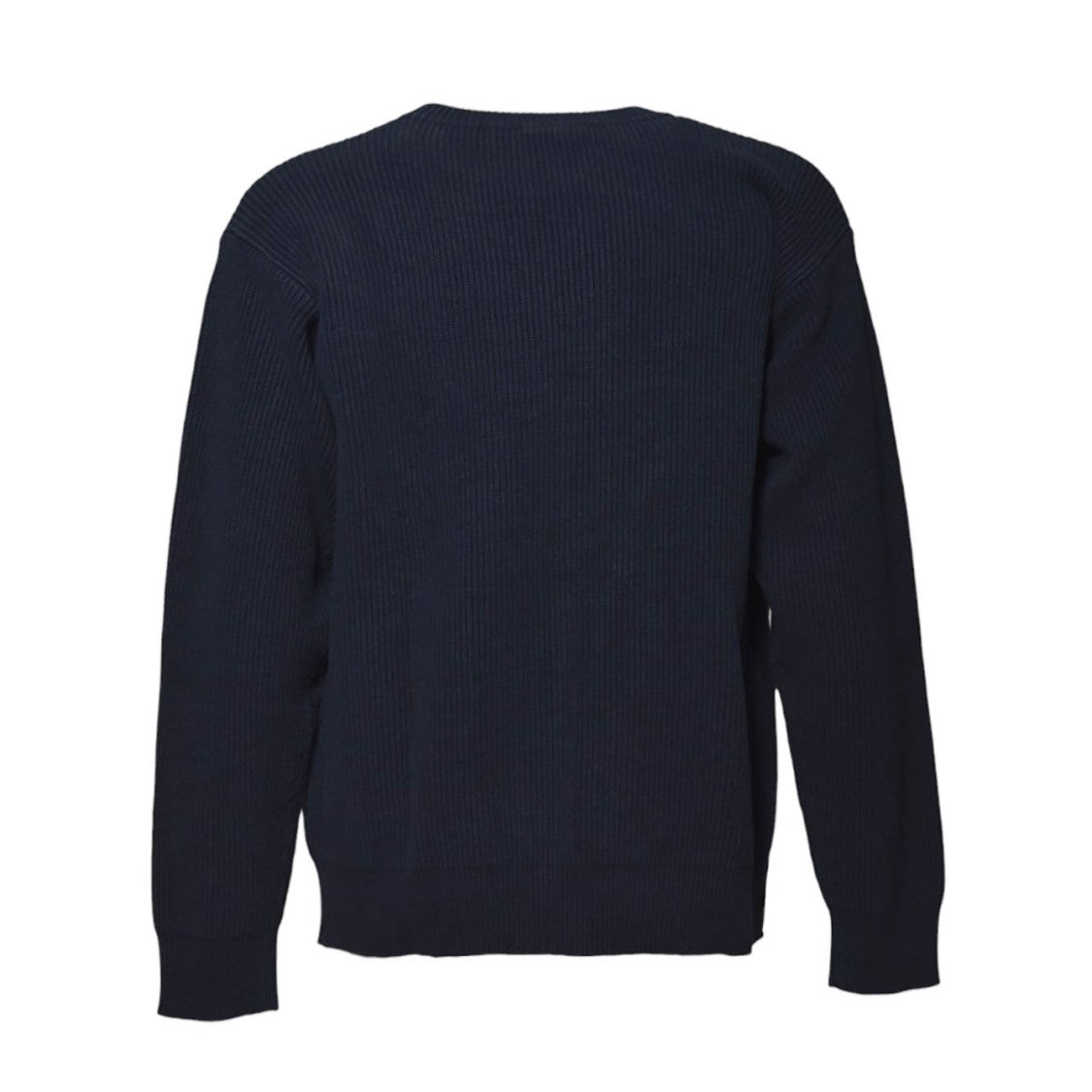 Jil Sander Blue Ribbed Cotton Oversized Crewneck Sweater