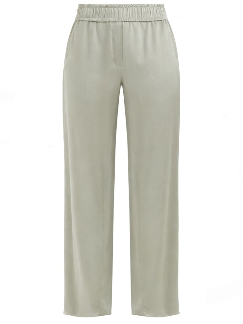 Brunello Cucinelli Fluid Silk-Blend Satin Wide-Leg Track Pants