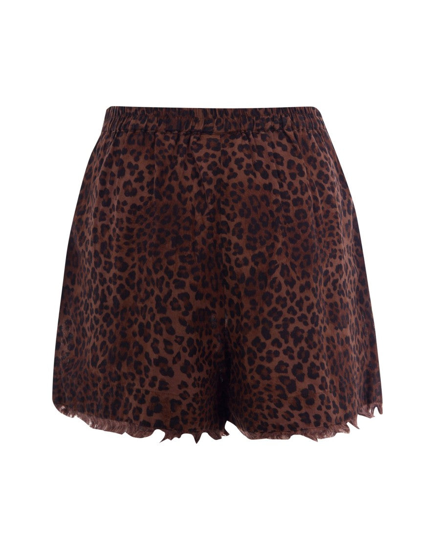 Mc2 Saint Barth Lightweight Linen Shorts With All-Over Leopard Print