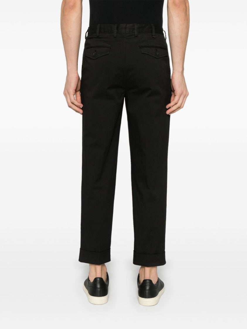 Pt Torino Tailored Black Trousers With Cuffed Hem
