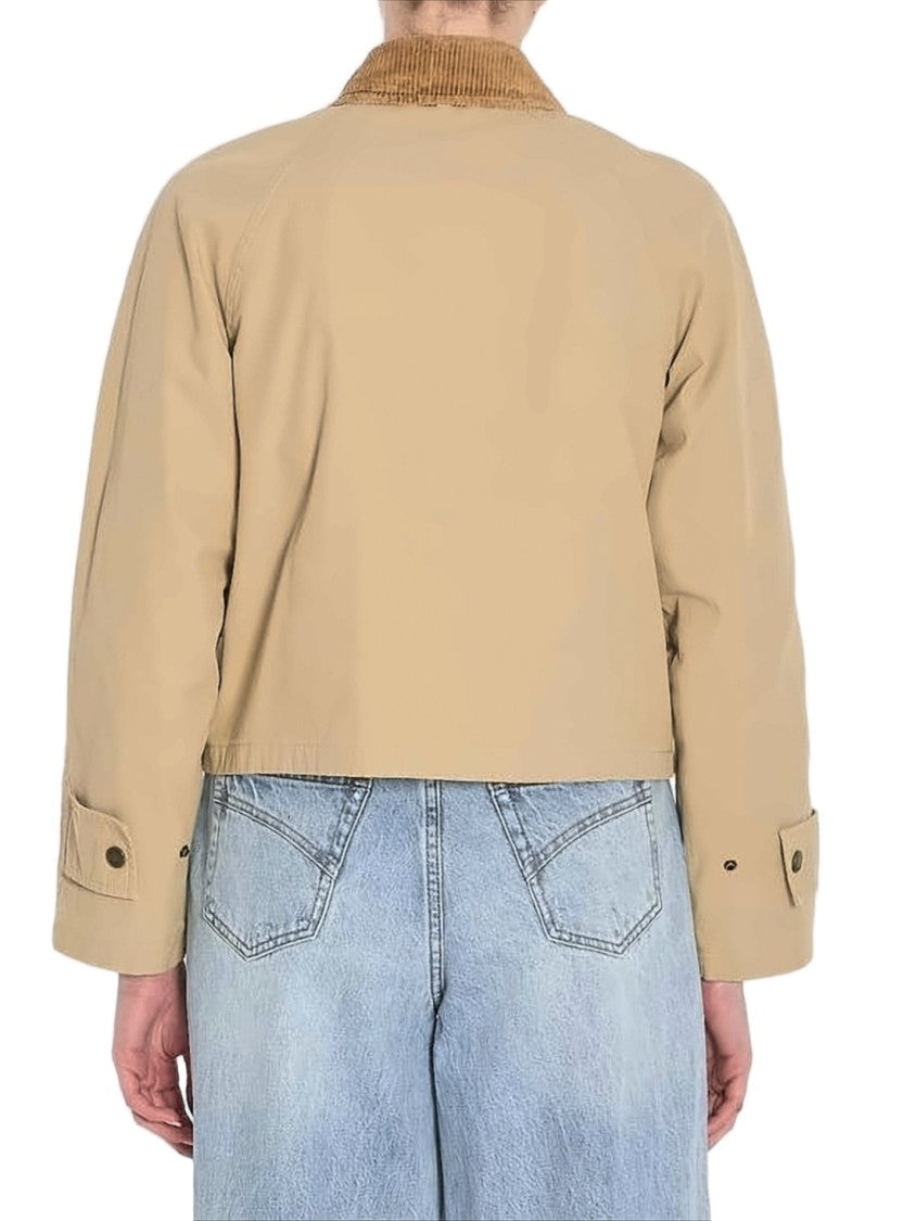 Burberry Boxy Cropped Jacket With Corduroy Collar