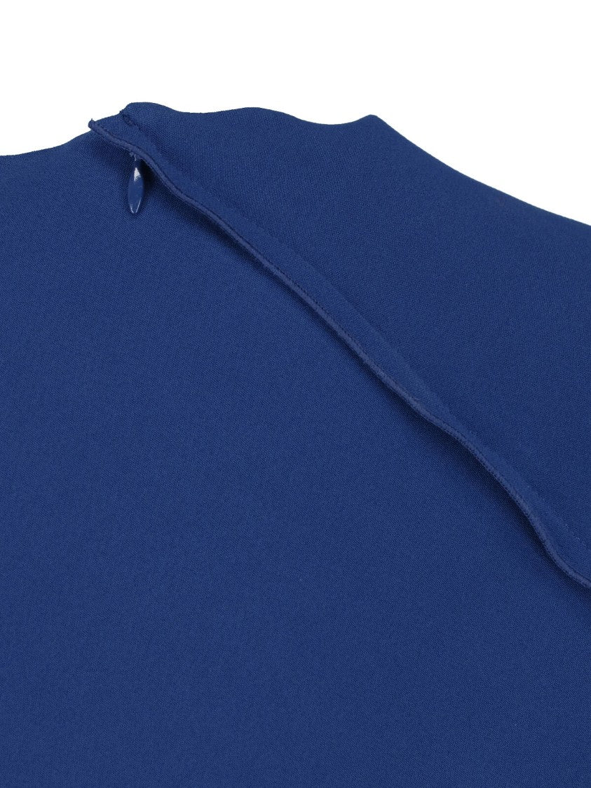 Victoria Beckham Sleek Blue Midi Dress With Structured Silhouette
