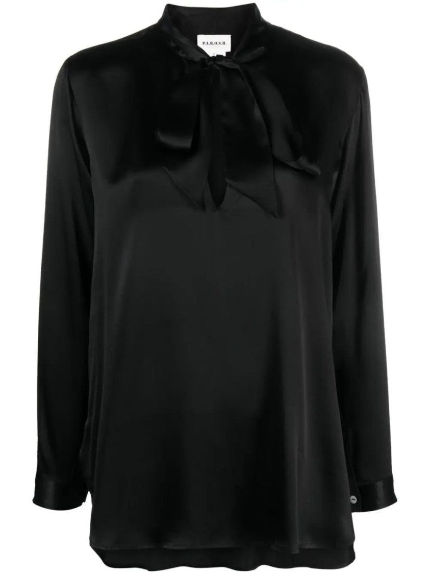 P.A.R.O.S.H. Black Silk Long Sleeve Shirt